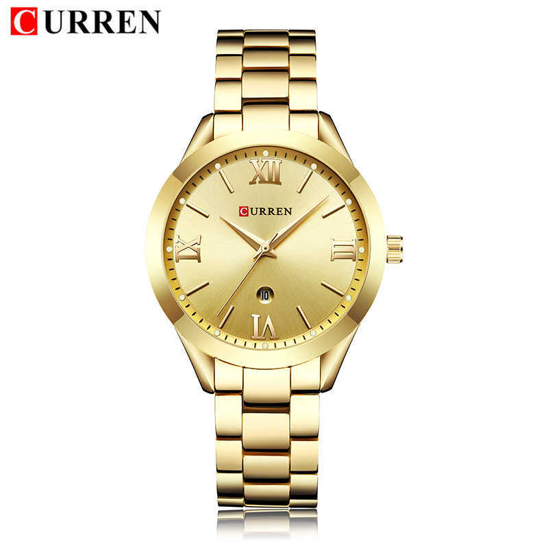 

Curren Women Watches Top Brand Luxury Waterproof Gold Ladies Wrist Stainless Steel Montre Femme 210707, Rose gold