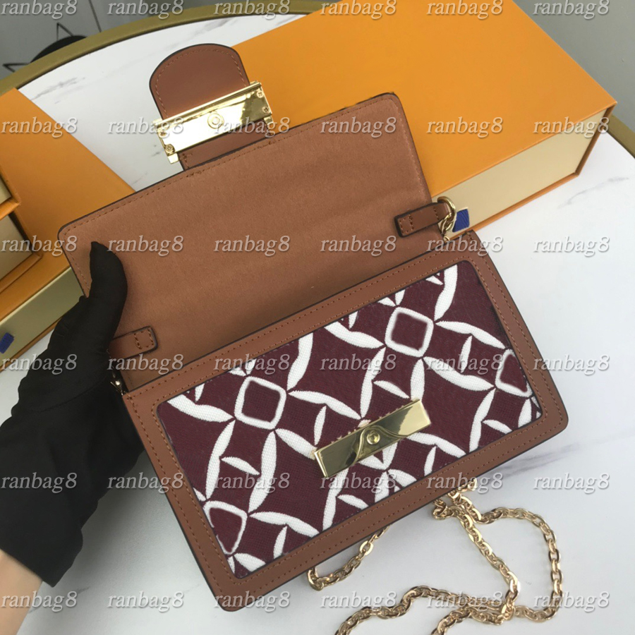 

women's New Handbags mini chain bag 69992 black small Dauphine shoulder bags gold chain belt crossbody cross body purse zipper pocket inside come with box