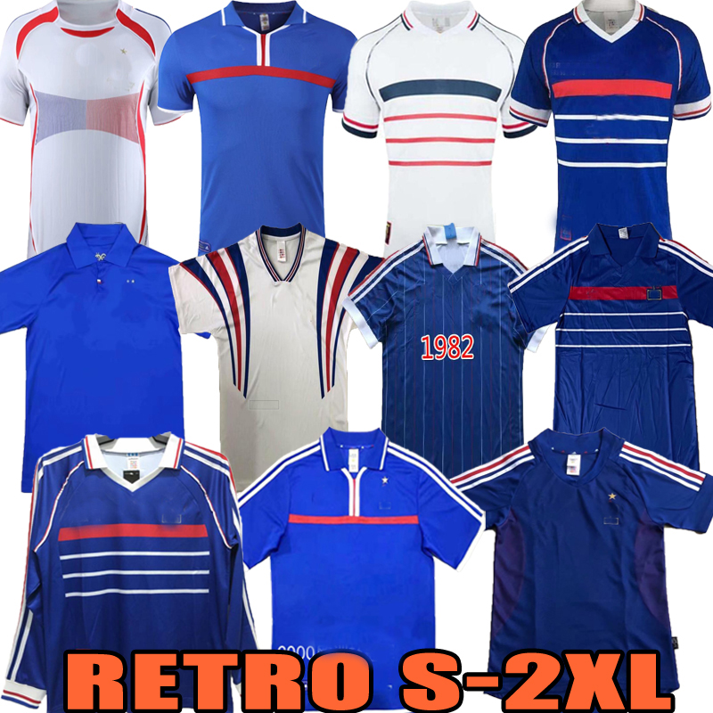 

1982 1984 ZIDANE HENRY MAILLOT DE FOOT FrAnce vintage soccer jerseys 1996 1998 2001 2010 Retro Football shirt Trezeguet Classic nostalgic home blue away white top, 2002 home