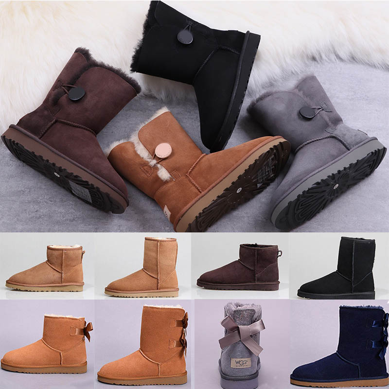 

Fur snow Australia boots luxury designer women winter wgg kneel half long ankle black chestnut coffee warm bailey bow Eur 36-41