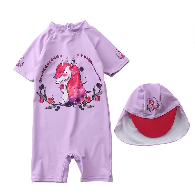 

Girls Swimsuit Piece Dinosaurs Hooded Long-sleeved Sun Protection Clothing Beach Spa XYY-28 One-Piece Suits