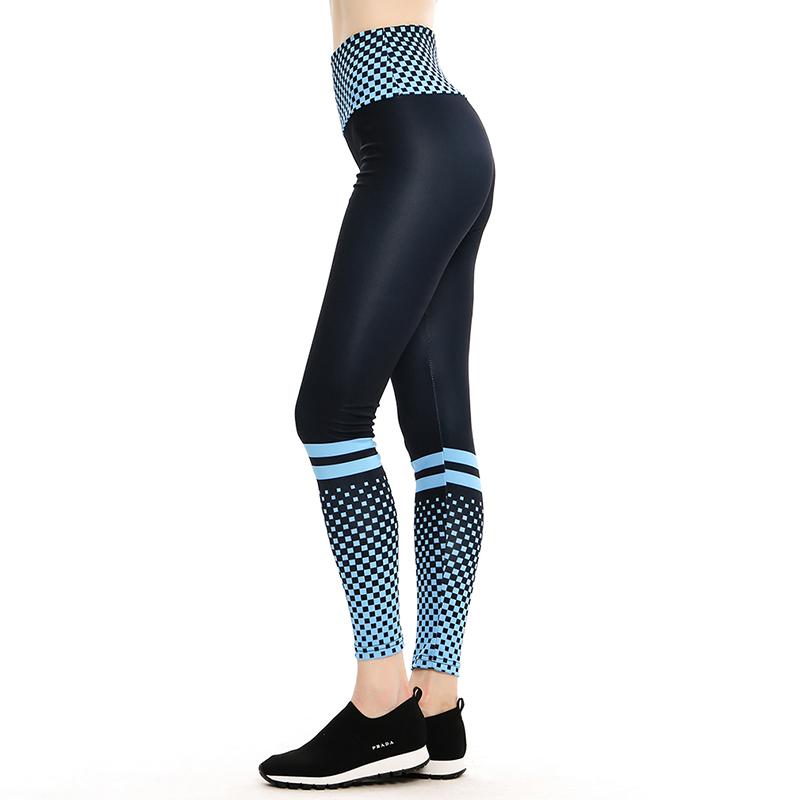 

Yoga Outfit Women Breathable Sports Pants High Waist Leggings Geometric Pattern Patchwork Elastic Slim Fitness