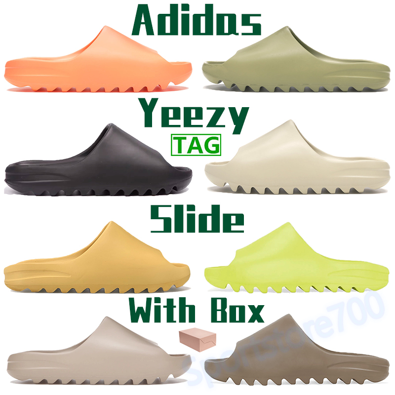 

2021 Adidas yeezy slide Men women slippers shoes enflame orange enfora mens summer sandals glow green resin soot earth brown bone white slides sneakers with box, Bubble wrap packaging