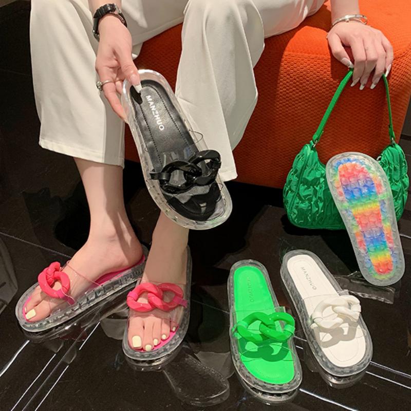 

Slippers 2021 Arrival High Quality Women Fashion Bohemian Beaded Vintage Comfortable Soft Bottom Flip-flops Flat Beach Shoes, White