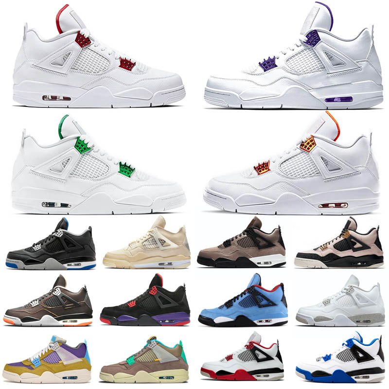 

Motosports Mens 4 4s basketball shoes Union Brigade white Green Glow Royalty Taupe Haze men women sneakers trainers, University blue