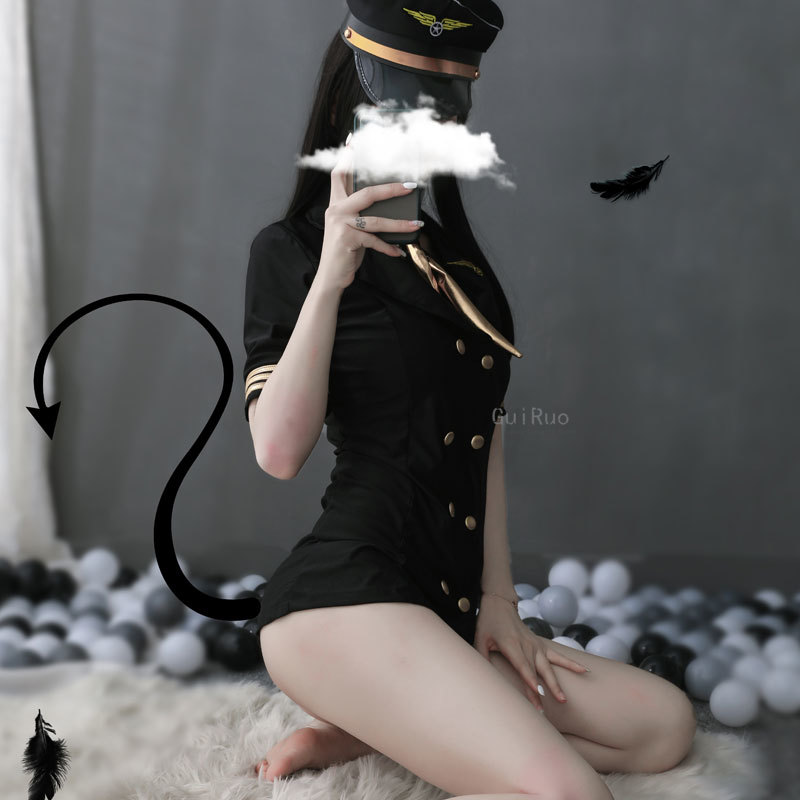

Anime Lingerie Cosplay Stewardess Uniform Adult Women Costumes Flight Captain Party Nightclub Dress Flight Attendant Outfits, Red