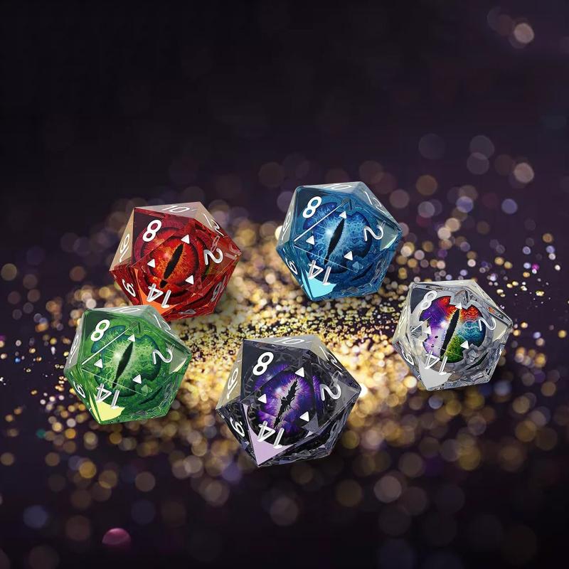 

Party Favor 5pcs Dice Set Handmade Resin Polyhedral Sharp Edge For RPG Role Playing Table Games With Pouch