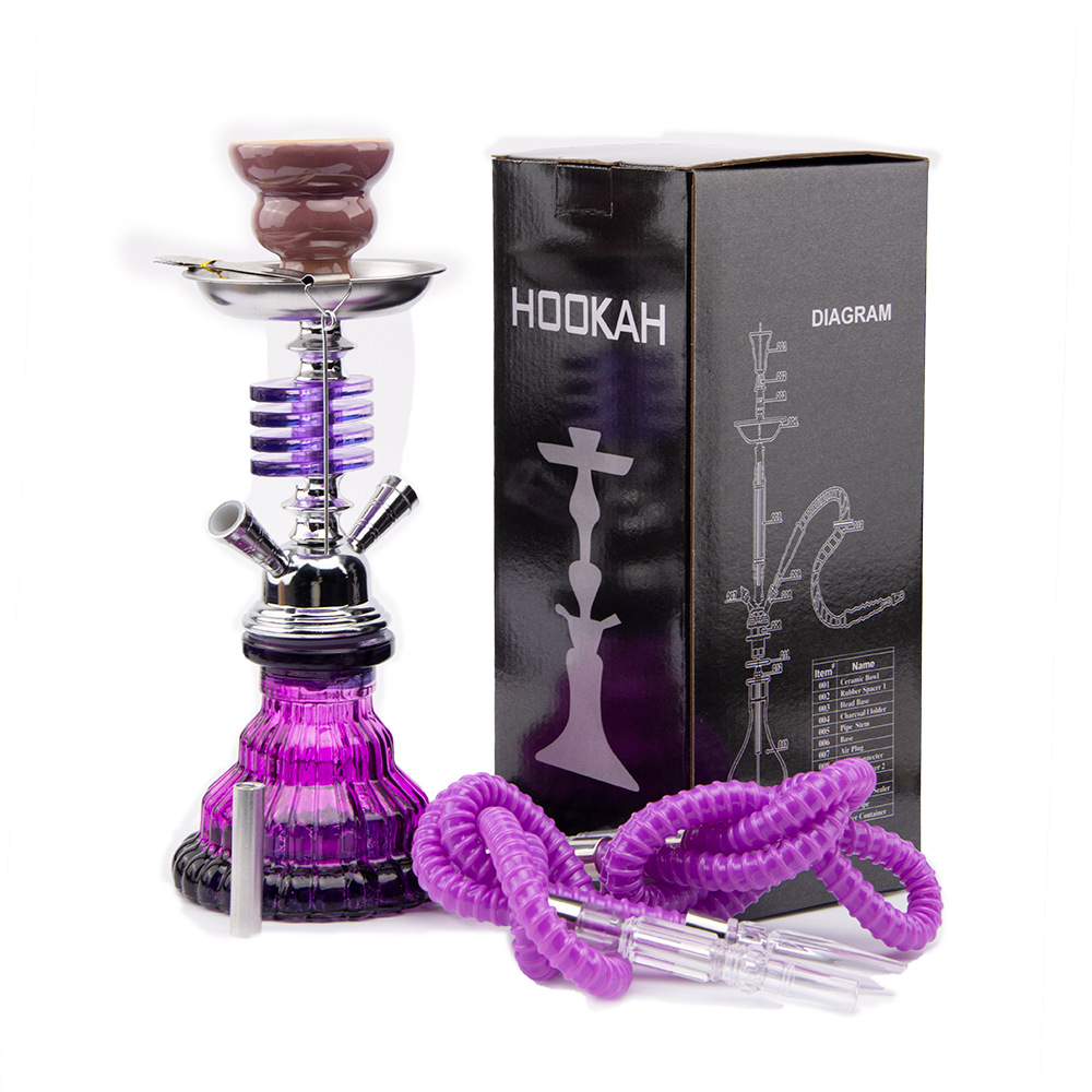 

Arab Glass Hookah Double tube Shisha Bar Party with Led Light Hookah Hose Charcoal Clip Lighter Smoking Accessories Height 30cm