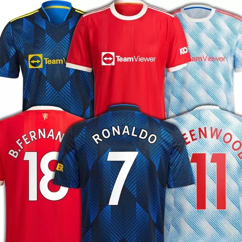 Cristiano 7 Ronaldo Sancho Soccer Jerseys United B.Ferrnandes Bruno Fernandes Martial Utd Pogba Rashford Shirt de football Hommes + Kit Kit Kit C