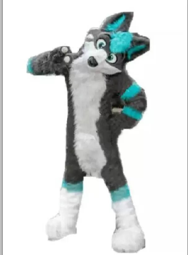 

Long-Haired Wood Gray Wolf Husky Mascot Costume Suits Halloween, As pic
