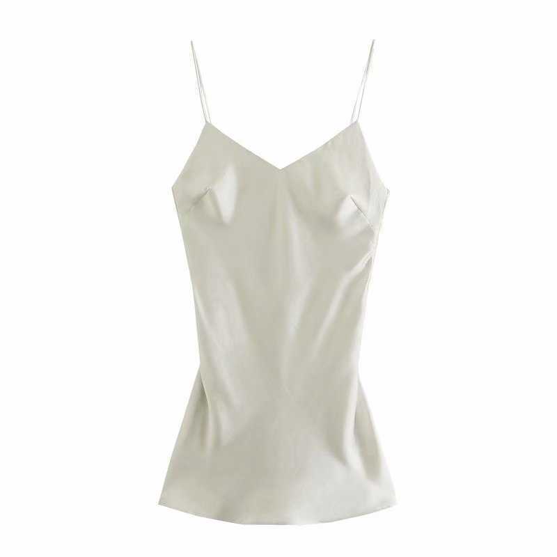 

Vintage Summer Satin Dress Women Sexy Thin Straps Lace-up Back Chic Lady Mini Dresses Casual Woman Corset Robe femme 210709, Silver