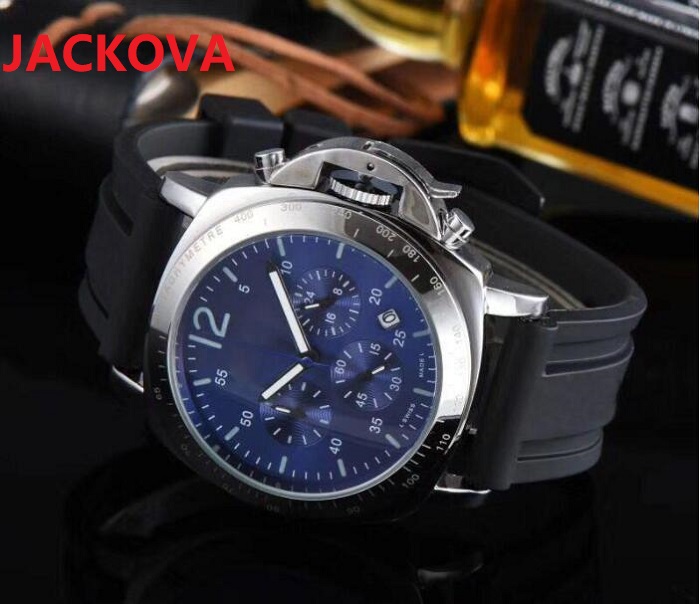 

Best-selling Men Brand Big Designer Sports Watches Multiple Time Zone Chronograph Waterproof full-featured quartz watch silicone strap Reloj Hombre gift, As pic
