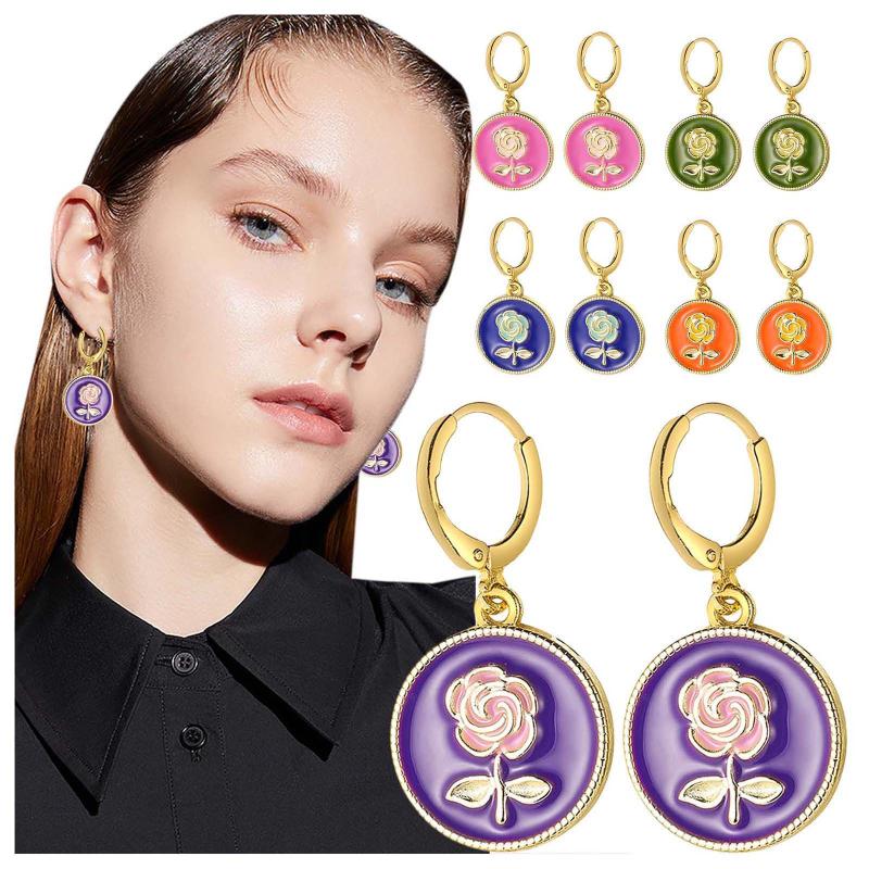 

dangle & chandelier creativity earrings geometric round earring party jewelry pendant for women female steampunk ear clip gifts 08, Silver