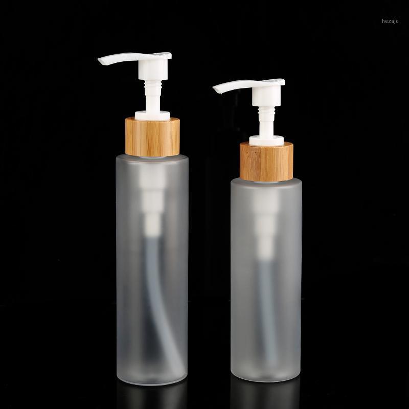 

Storage Bottles & Jars 120ml Frosted Clear PET Bottle With Bamboo Pump Caps Empty 4oz Plastic Mist Spayer Cap