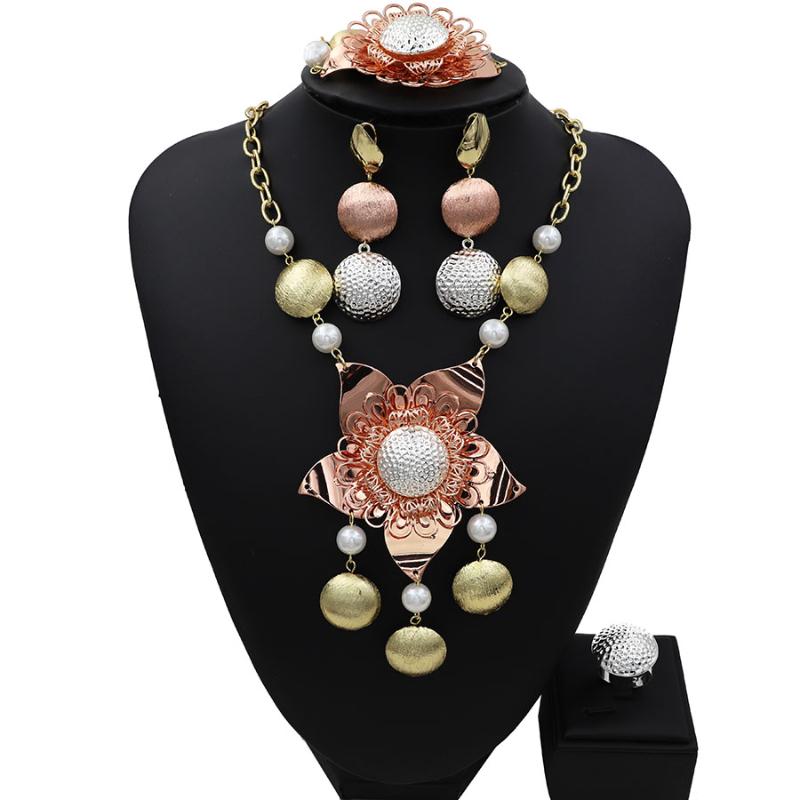 

Earrings & Necklace TSROUND Luxury Bridal Women Wedding Jewelry Sets Dubai Handmade Earring For Wholesale, Silver