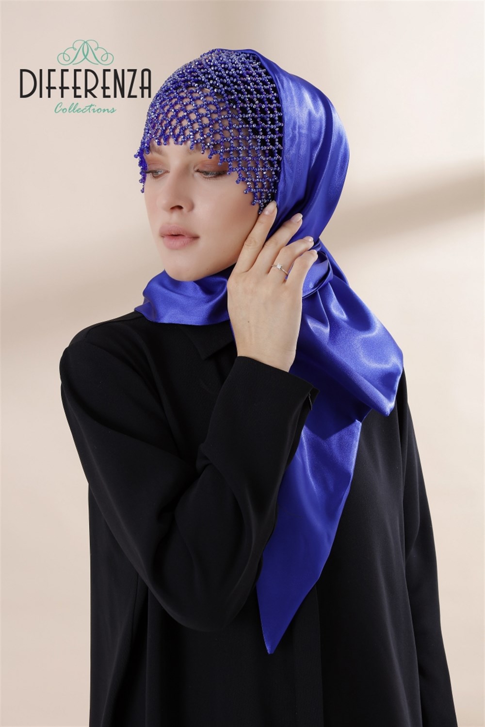 

Hijab Turban Hand Made Haute Couture Embroidery Wedding Scarf Differenza Muslim Women clothing Islamic Fashion Uzbekistan