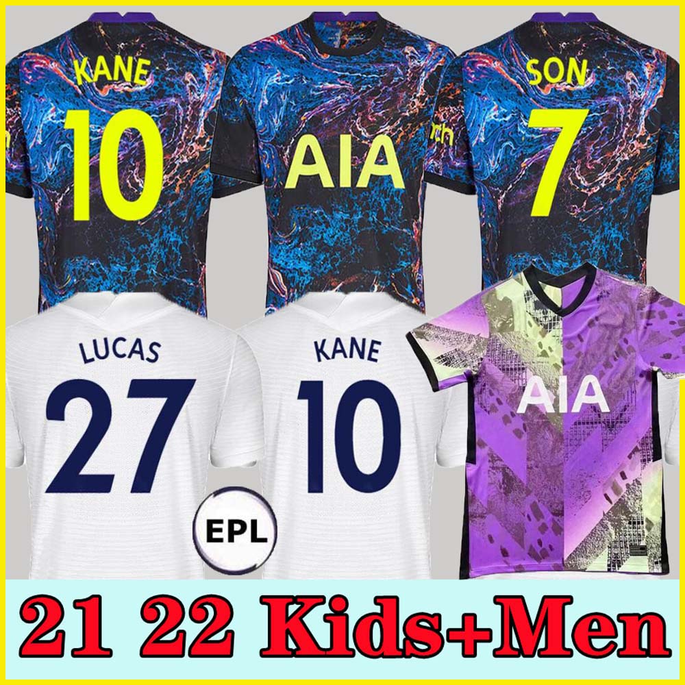 

21 22 DELE SON TOTTENHAM BALE KANE soccer jersey HOJBJERG BERGWIJN LO CELSO SPURS 2021 2022 LUCAS football shirts uniforms men + kids kit sock, 21 22 3rd adult size