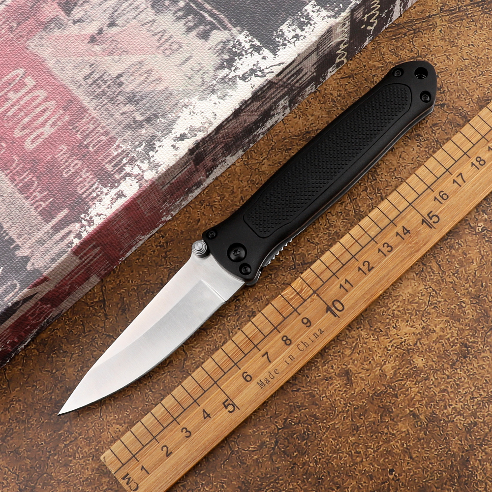 

Flat head tactical folding knife 440C sharp blade stainless steel nylon fiberglass handle camping hunting EDC self-defense tool