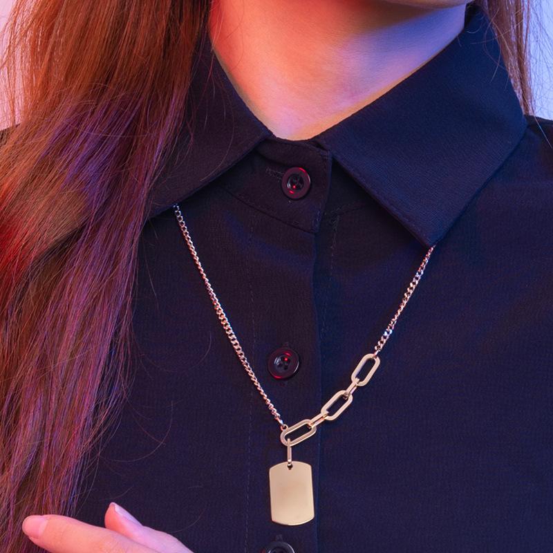 

Pendant Necklaces Xuping Jewelry Summer Simple Geometric Square Titanium Steel Clavicle Chain T-shirt Factory Wholesale NecklaceM-N126, Silver