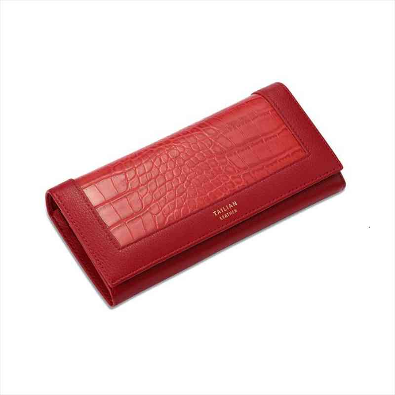 

fashion womens patent leather long buckle wallets large capacity pocket crocodile pattern ladies clutch bag, Red;black
