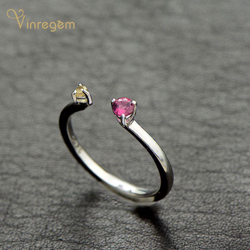 

Cluster Rings Vinregem Vintage 100% 925 Sterling Silver Tourmaline Wedding Engagement White Gold Fine Jewelry Wholesale Drop, Golden;silver
