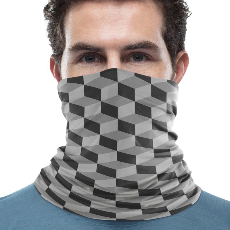 

Scarves 3D Gray Square Geometry Neck Gaiter Magic Scarf Mens Ladies Rectangular Hijab Custom