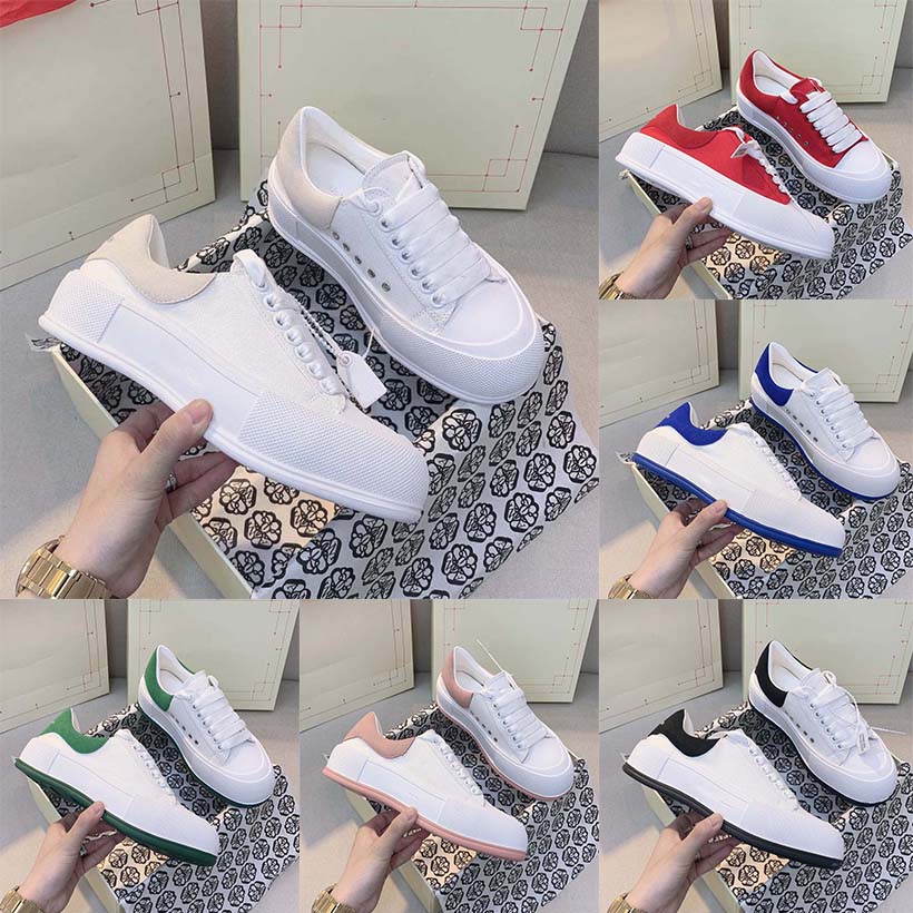

Women Designer Shoes Sneakers Shoe Brands Loafers Lace up Deck Canvas Sneaker Thick Broad Rubber Sole Red Black White With Box, #10