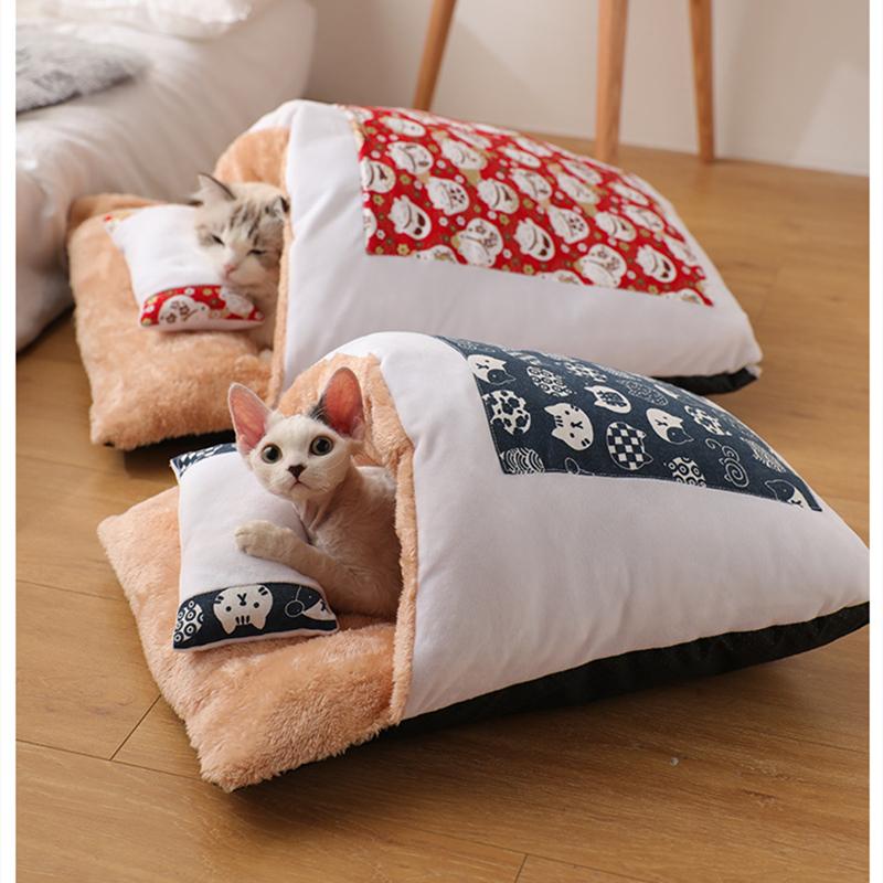 

Washable Winter Warm Cat Bed House Cute Funny Small Pet Blanket Sleeping Bag Japanese Style Animals Sofa Beds & Furniture