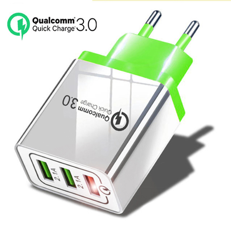 

econic 3 USB Charger Quick Charge 3.0 Fast Wall Charging High speed 5V 3A Portable Mobile Phone Adapter for Xiaomi Huawei EU US UK Plug without retail box