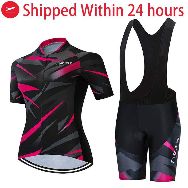 

Racing Sets Women Cycling Jersey TELEYI Bicycle Clothes Female Ciclismo Long Sleeves Road Bike Clothing Riding Shirt Team Mountain, Black;blue