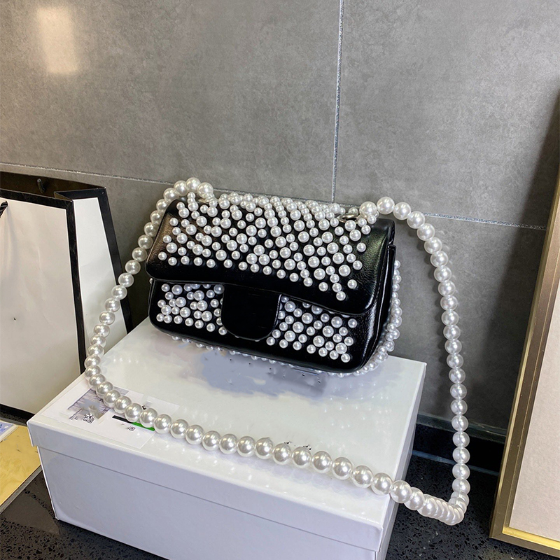 Sacs d'épaule de perles de perles en français de femmes en cuir véritable perle de pochette de mode sac de mode luxueux sacs à main de sac à main