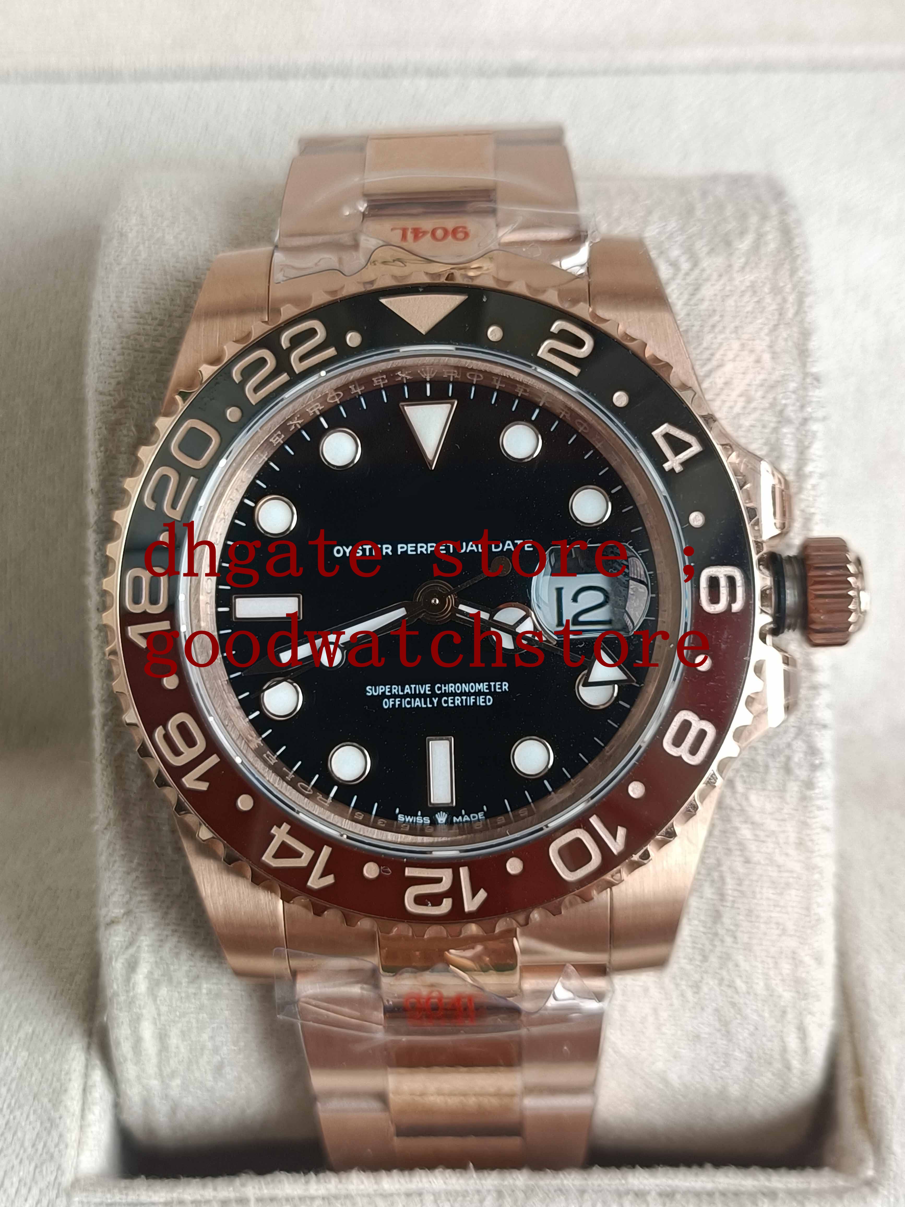

2021 Original Box Men's Quality Cal.3285 Ceramic Bezel Wristwatches GM Factory GMT II Root Beer 126715 126715chnr Sapphire Glass Automa, Slivery;brown