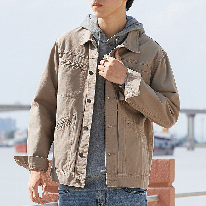 

men's jackets spring new khaki mens loose casual for male handsome multi-pockets single breast plus size s-5xl i860, Black;brown