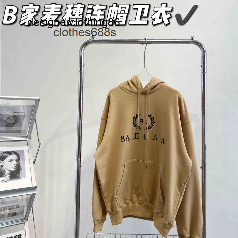 

designer Hoodies Men' Sweaters  Balencaigas Winter New Wheat Letter Plush Hoodie Loose, Grey plush