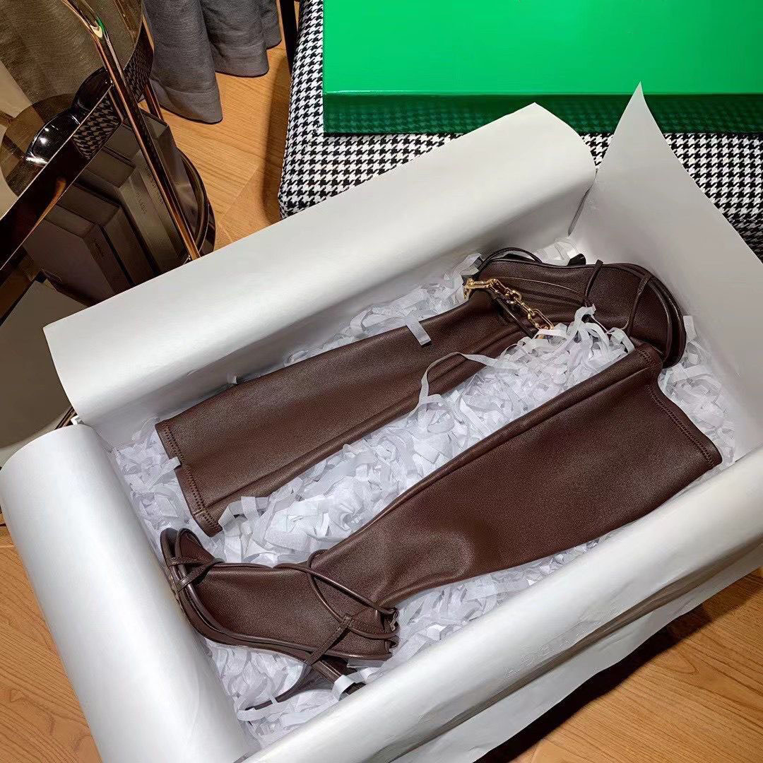 

2021 autumn and winter elastic high-heeled boots, leather soles, sandals, boot barrel, two shoes, Black