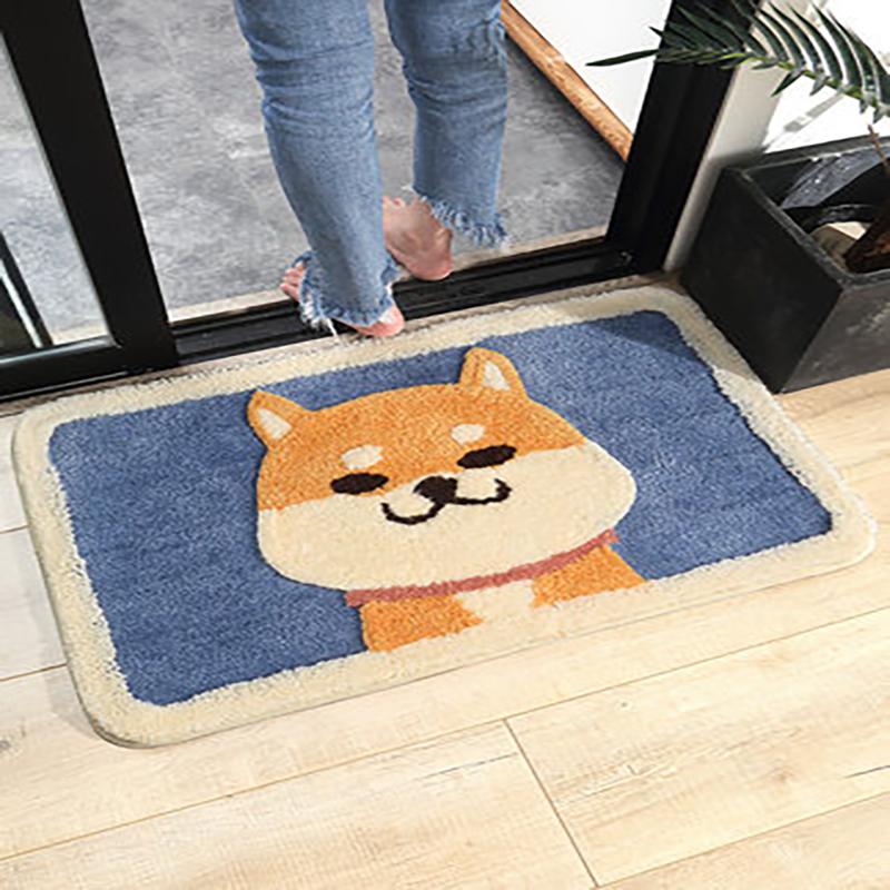 

Carpets Simple Bathroom Non Slip Mat Door Household Bedroom Bedside Carpet Absorbent Lovely And Comfortable Children Like Firewood Dog, Blue