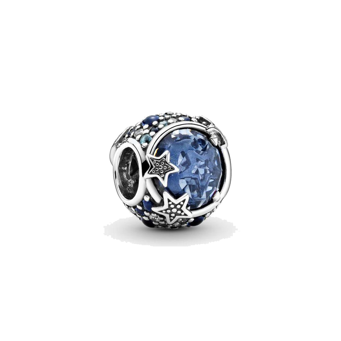 

Fine jewelry Authentic 925 Sterling Silver Bead Fit Pandora Charm Celestial Blue Sparkling Stars Charms Bracelets Safety Chain Pendant DIY beads, Bronze;silver