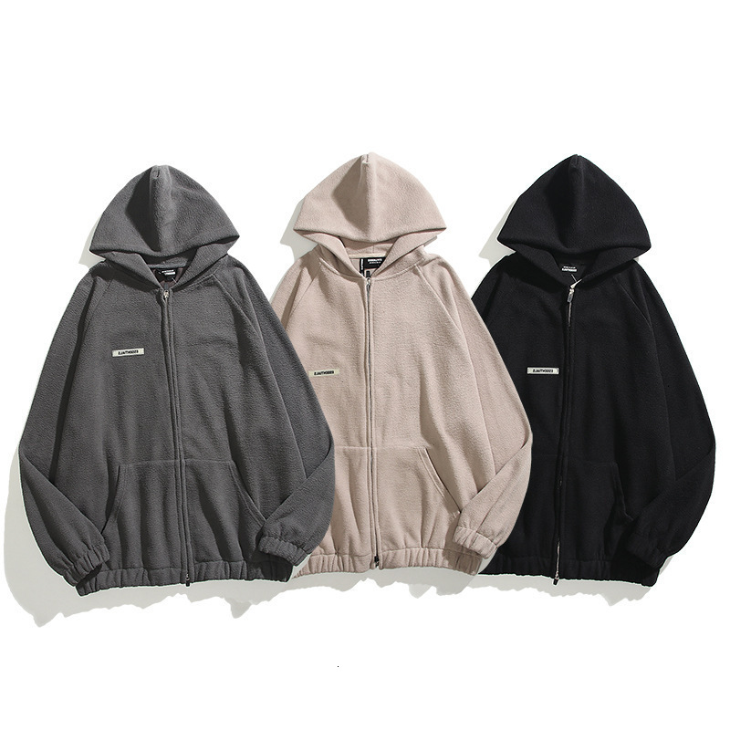 

Hoodies Feel of God Fog Double Thread Essentials High Street Loose Fleece Zipper Cardigan Coat, Black