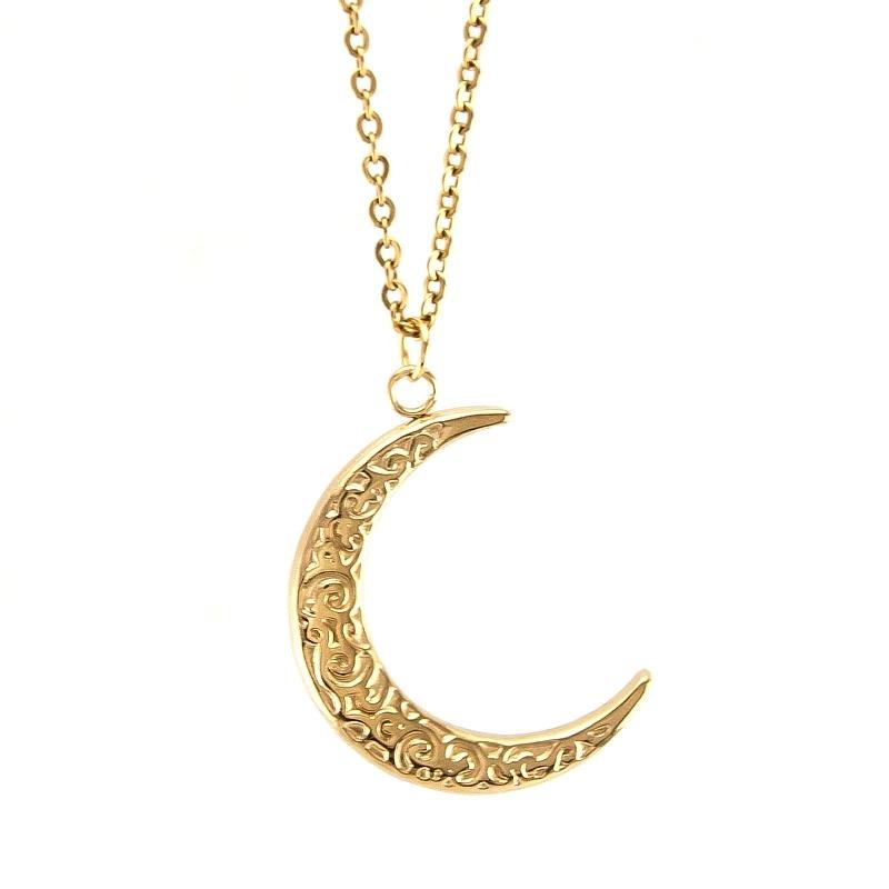 

Pendant Necklaces Half Moon Necklace Stainless Steel Crescent For Women Gold/Silver Color Metal Choker Collar