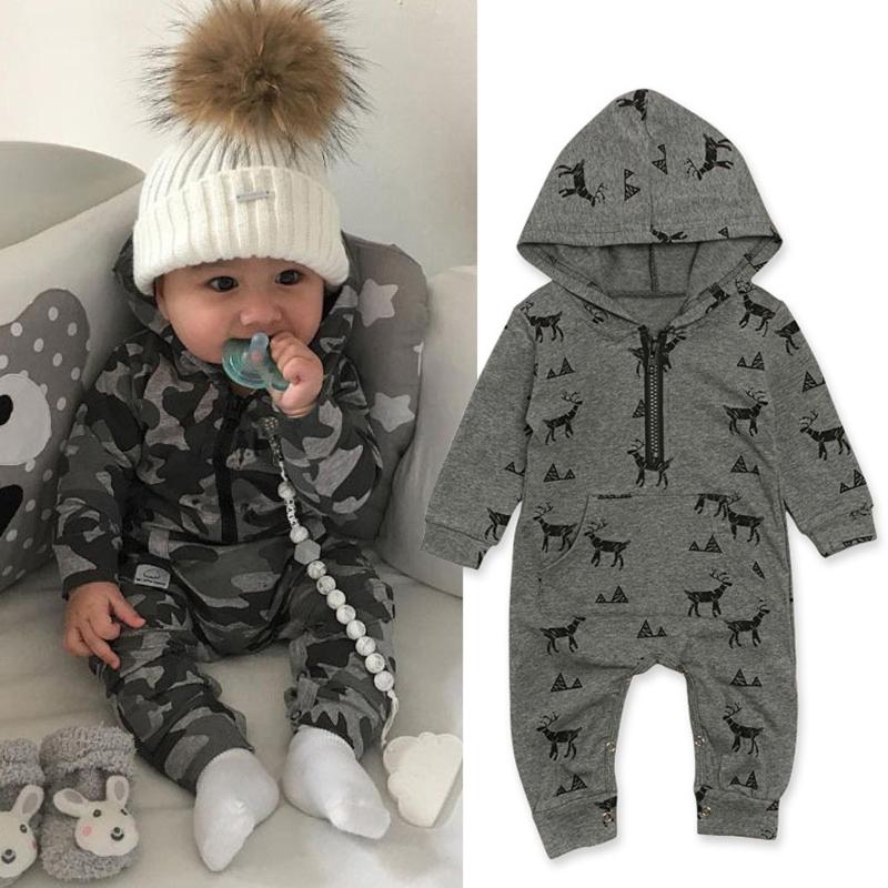 

Clothing Sets Christmas Romper Baby Boys Girls Infant Hooded Xmas Gift Rompers Jumpsuit Spring Autumn Winter Warm Long Sleeve Clothes Outfit, White