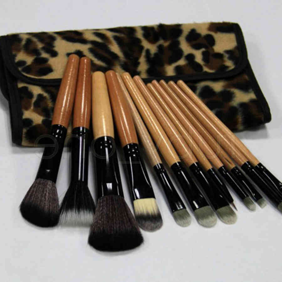 

12pcs Per Set Women Pro Makeup Brush Set Cosmetic Tool Leopard Bag Beauty Brushes Kit De Cepillos