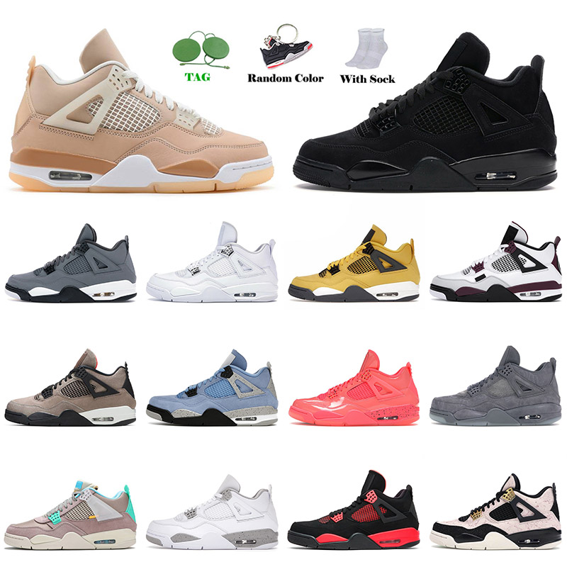

High Quality 2021 Jorden 4 4s IV Basketball Shoes Shimmer Black Cat Sail Taupe Haze Pure Money NEON 95 Trainers University Blue, C12 40-47