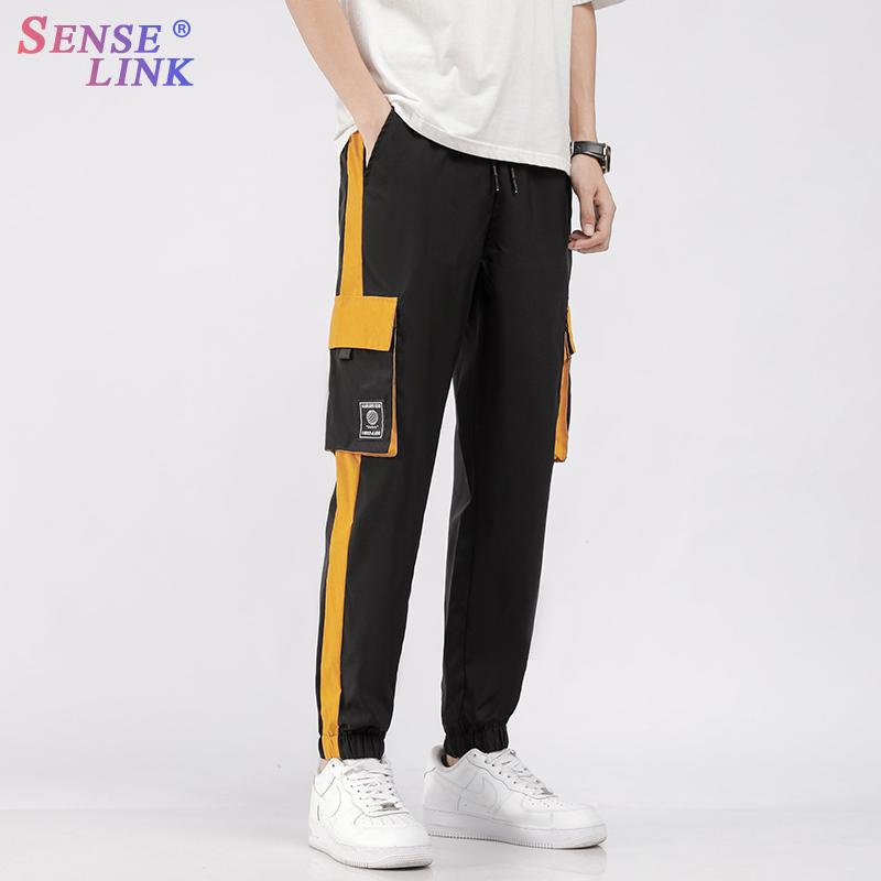 

Men's Pants 2022 Spring Jogging Cargo Men Splicing Side Pockets Fashion Trousers Loose Plus Size Casual Harem, Black