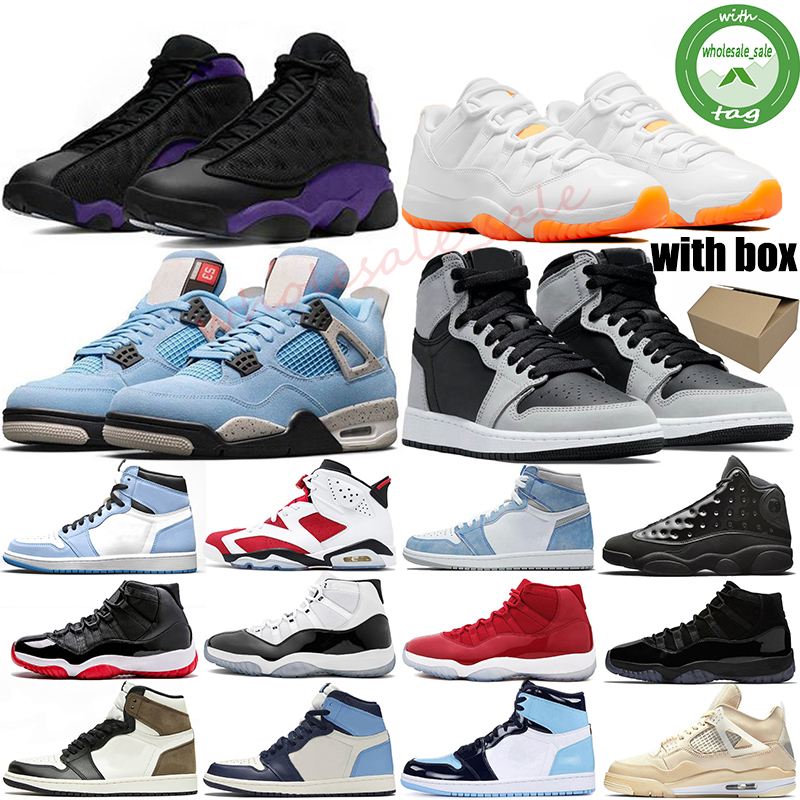

With Box 13s Basketball Shoes Court Purple Men Red Fint Hyper Royal 11s University Blue 4s White Oreo 6s Carmine Women Sneaker Trainer, Customize