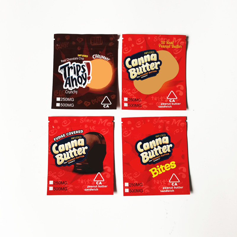 

empty Chocolate Edible Packaging mylar bag TRIPS AHOY Canna butter 250mg 500mg gummy packs zipper seal Packing