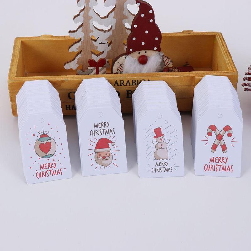 

Christmas Decorations 100PCS Snowflake Gift Wrapping Santa Claus Cards Xmas Tags Hanging Label