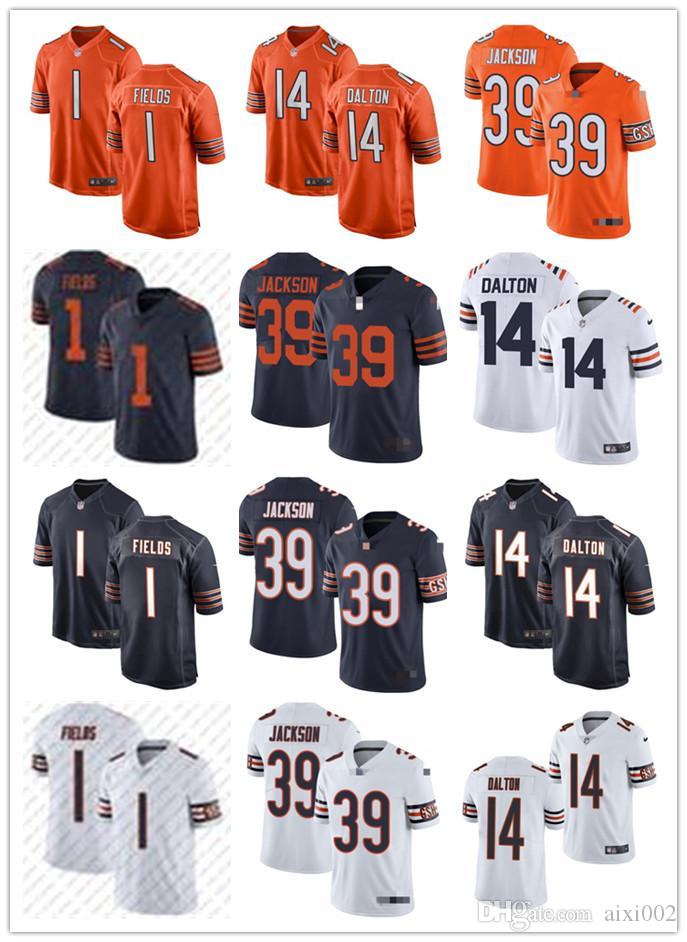 

Mens Womens Youth Chicago Bears 39 Eddie Jackson 1 Justin Fields 14 Andy Dalton White orange navy Customs Football Jerseys, Black;red