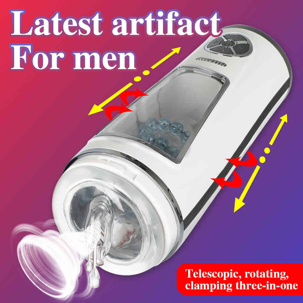 

Full Automatic Thrusting Piston Male Masturbator Retractable Voice Interaction Electric Machine Blowjob Sucking for Men 210618