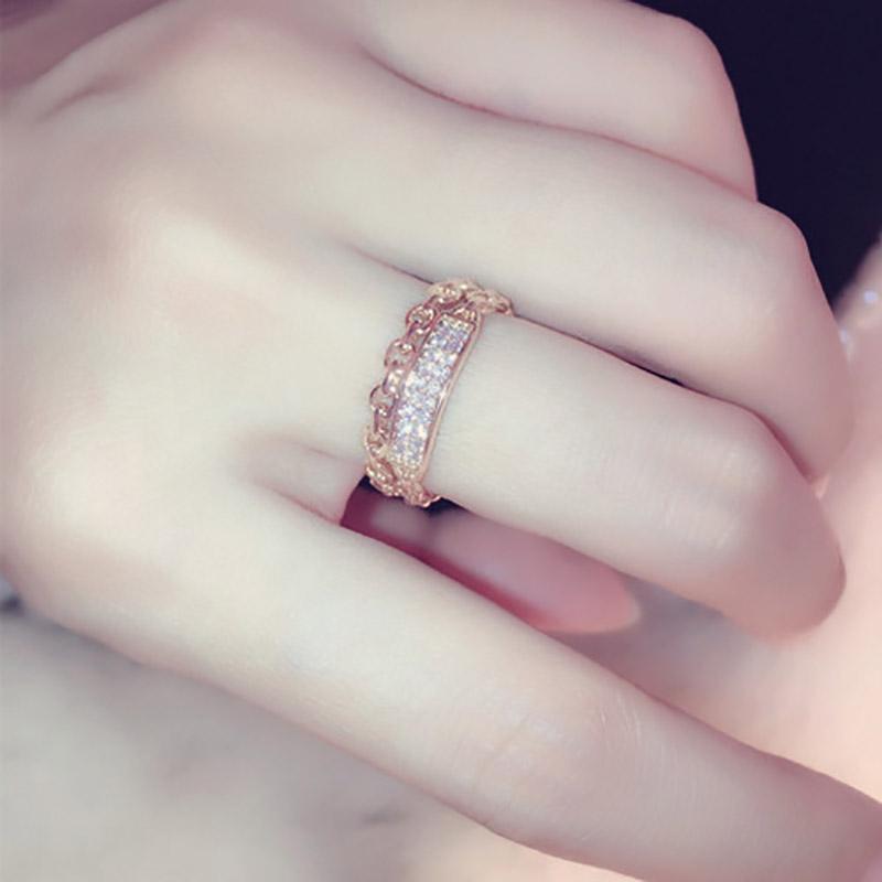 

Cluster Rings Finger For Women Unique Hollow Out Zircon Rose Gold Silver Color Wedding Engagement Gifts Fashion Jewelry KBR243, Golden;silver