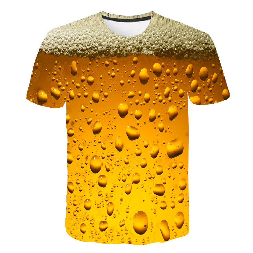 

Men's New Beer Cola Bubble Digital Printing T-shirt, White;black